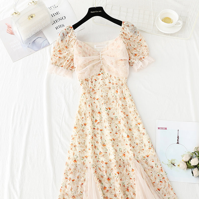 Sanfter Wind kleiner Mann Blumenkleid Temperament kleiner Rock 4411