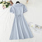 V-neck temperament, slim waist, tea break retro dress  4265