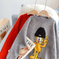 Red cute cartoon round neck sweater female  5142