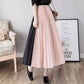 Spring/summer skirt, new style, high waist, contrasting colors, patchwork, long A-line skirt, pleated skirt  3668