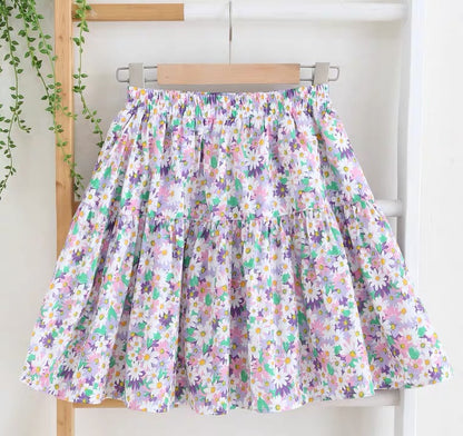 Flowers little fresh skirt, spliced A-line, skirt high waist skirt ,umbrella skirt  3574
