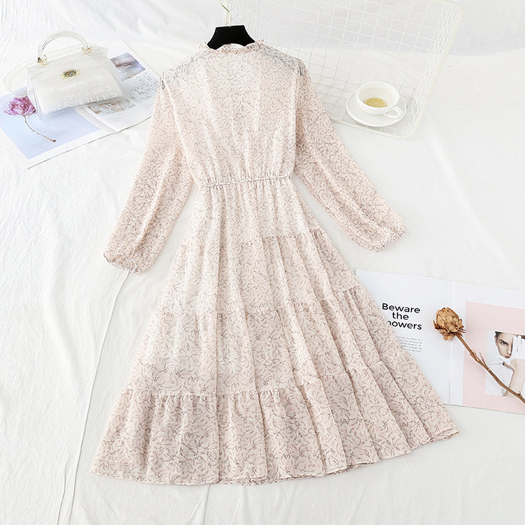 New Ruffle French Vintage chiffon skirt long  4537