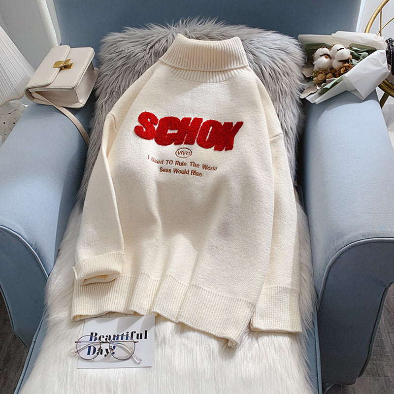 Pull col montant, tricot et pull polyvalents de style étranger 5051