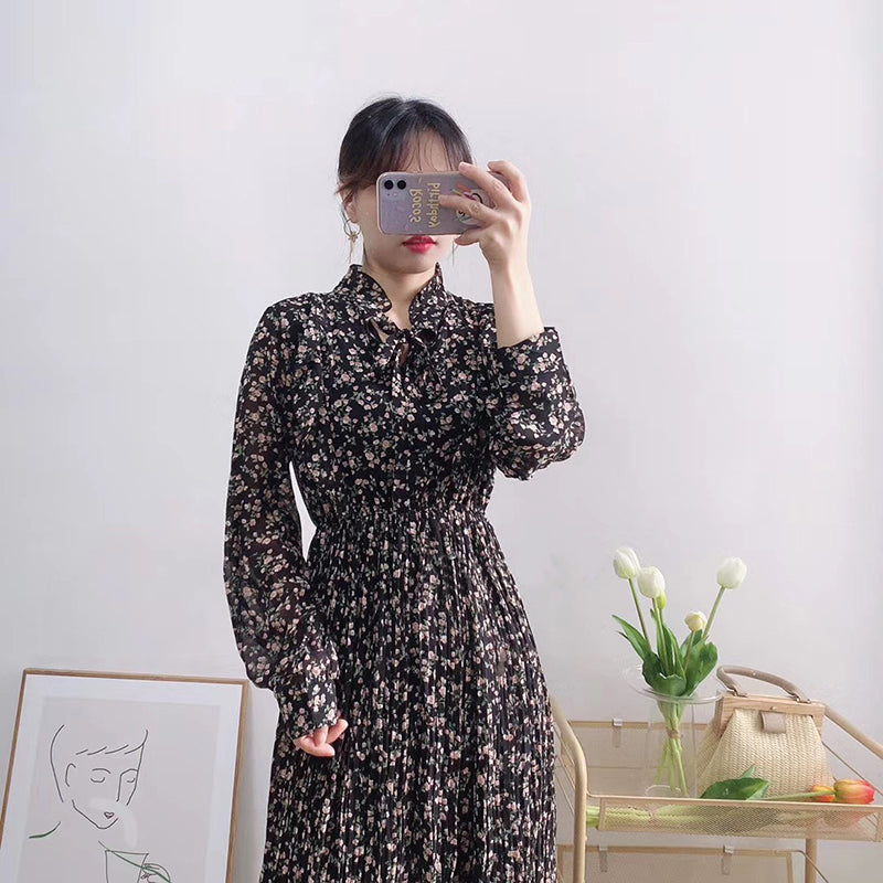 High waist thin fairy gentle wind snow spinning floral skirt  3897