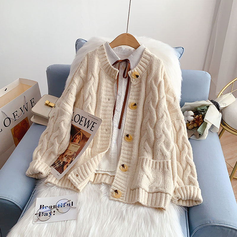 Retro twist sweater coat Korean top  5036
