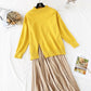 Split sweater + golden velvet skirt suit two-piece set  3977