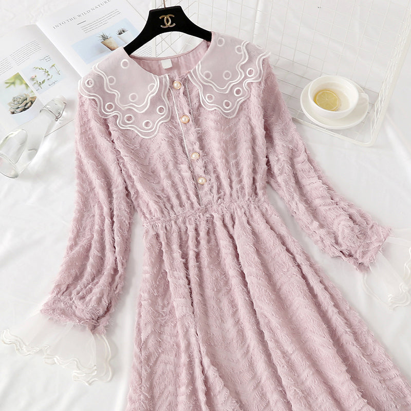 Chiffon tassel lace doll collar bottomed skirt  4470