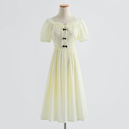 French one line neck bubble sleeve waist narrow skirt  4277