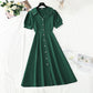 V-neck temperament, slim waist, tea break retro dress  4265