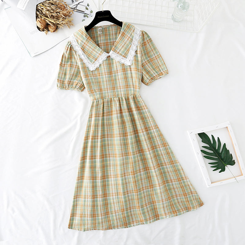 New style bubble sleeve fairy French retro sweet first love long skirt  4600