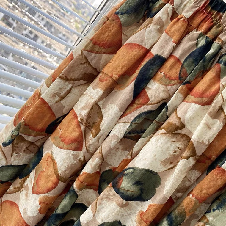 Petite jupe fleurie, fraîche et fine, jupe trapèze drapée 3576