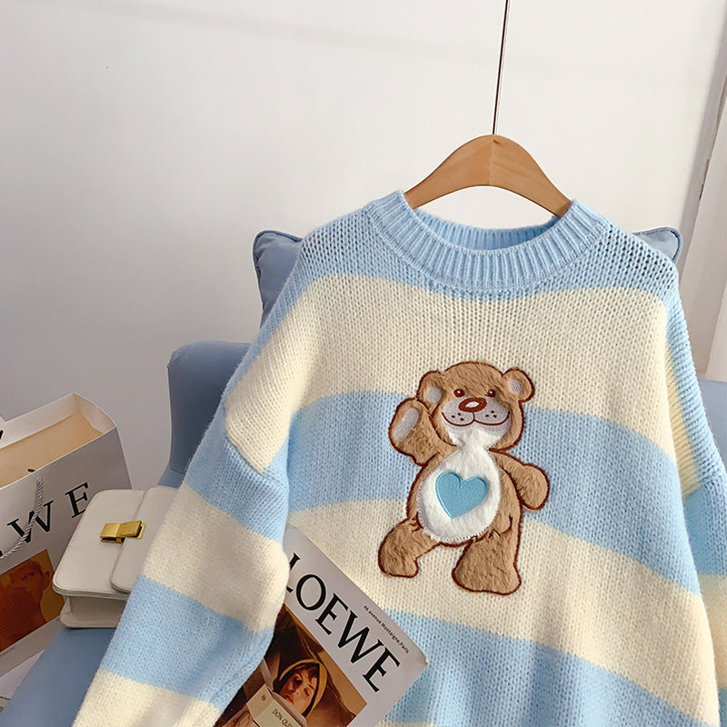 Cute sweet bear sweater sweater sweater top  4979