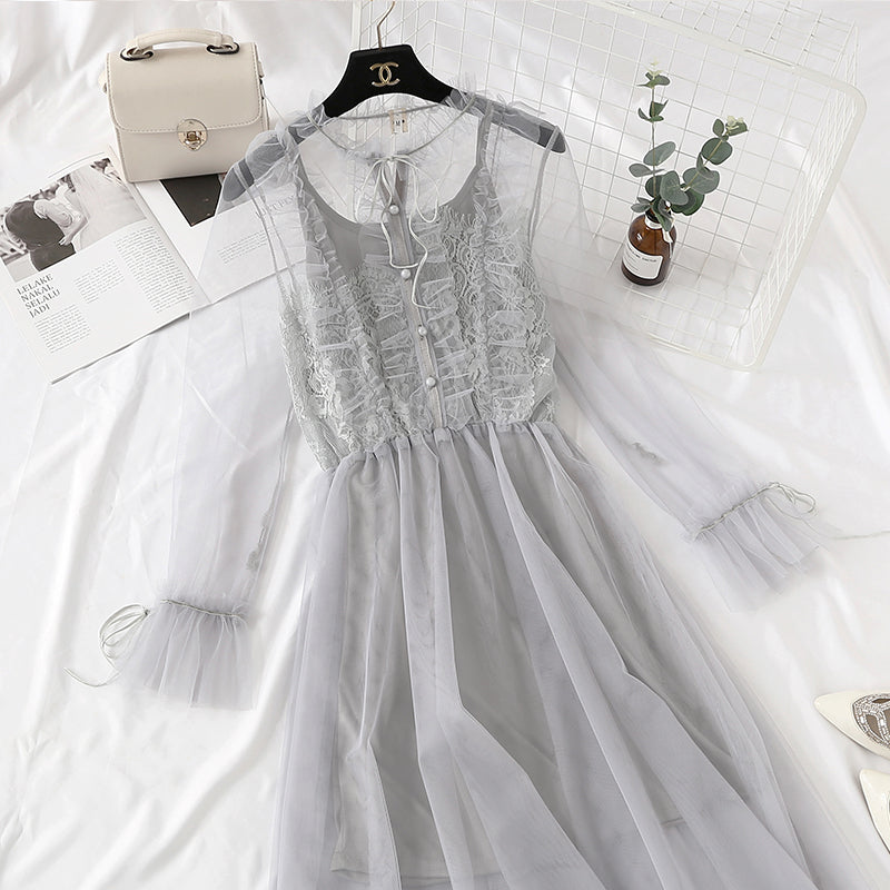 Lace net dress French elegant palace style  4364