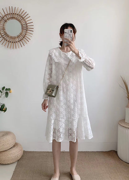 Einfarbiger langer Rock mit Reversausschnitt und Schnürung an der Taille, schmal über dem Knie 3905