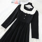 Ruffled baby collar French small black skirt long style  3834