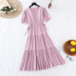 The new lace up waist shows thin temperament, French minority retro long skirt  4512