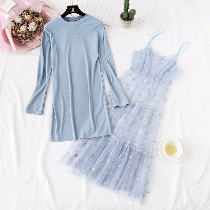 Minority pentagonal star mesh suit skirt  4320