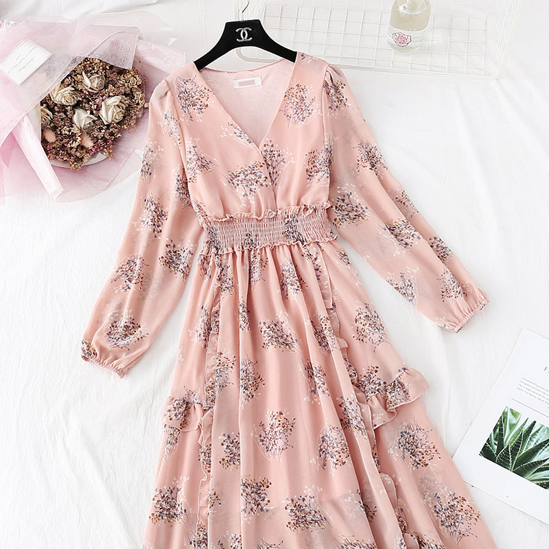 Irregular ruffled floral bottomed skirt  3994