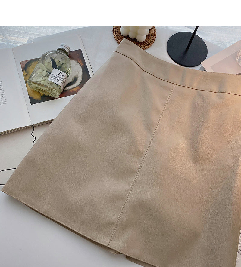 High waist solid simple A-line skirt  5276