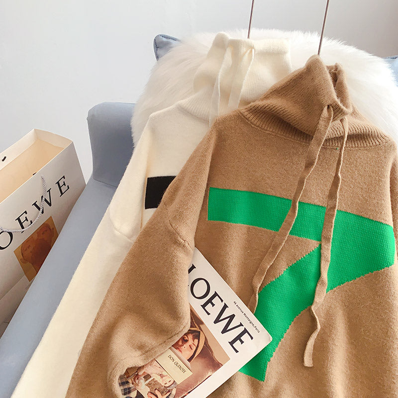 Koreanische Version des hochgeschlossenen Pullovers mit faulem Design 5229