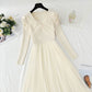 Mesh stitched knitted dress temperament long skirt  4416