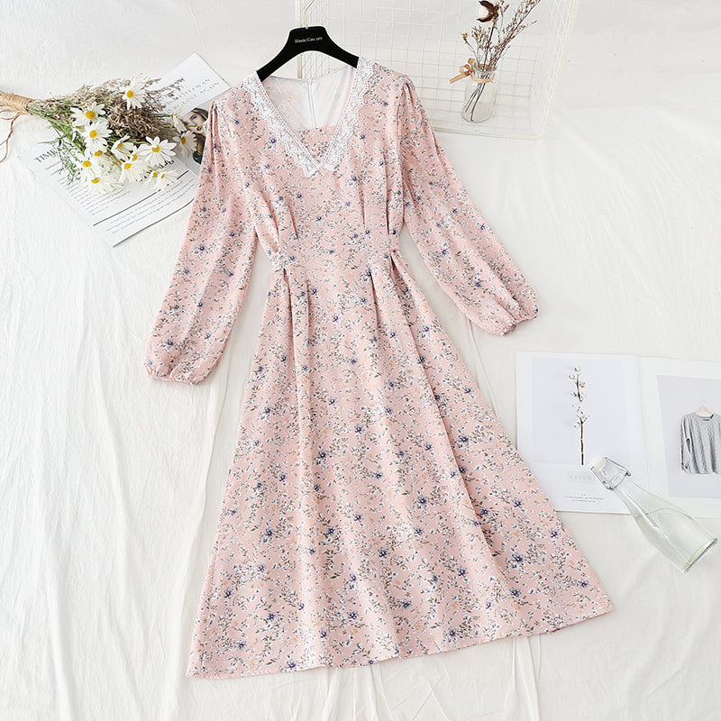 The waist is slim, the floral dress is gentle, the Lace Chiffon Skirt  4812