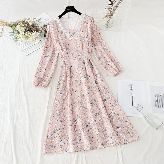 The waist is slim, the floral dress is gentle, the Lace Chiffon Skirt  4812