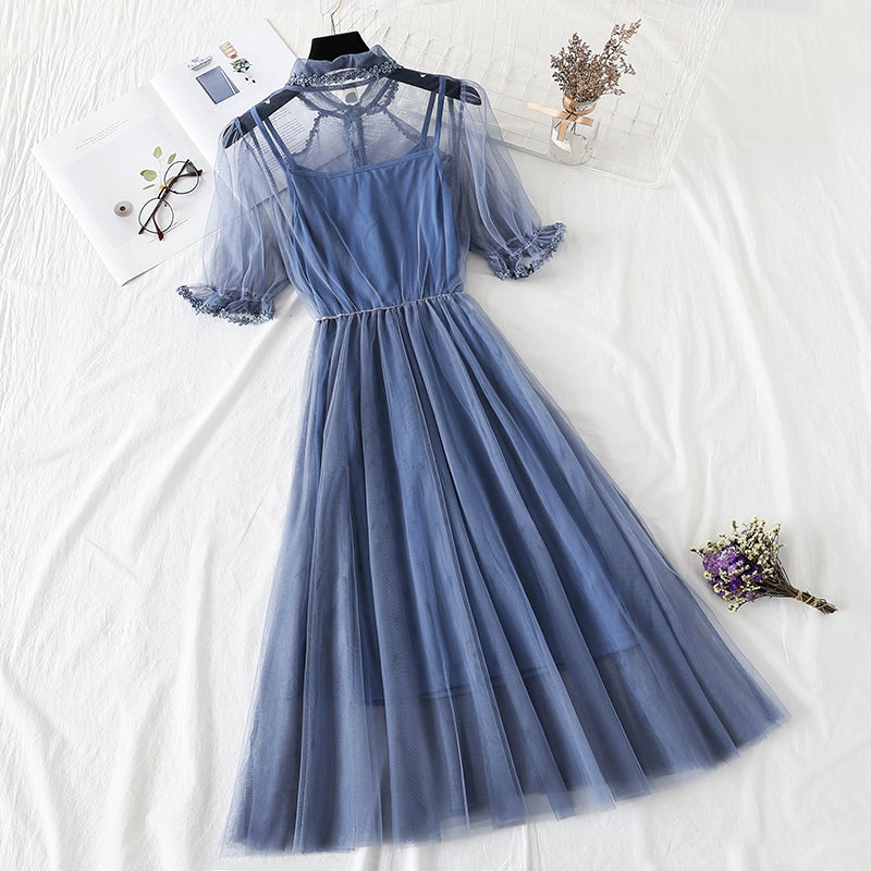 Lace mesh dress sexy and elegant  4347