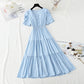 New French style square neck bubble sleeve fairy skirt with slim temperament  4900