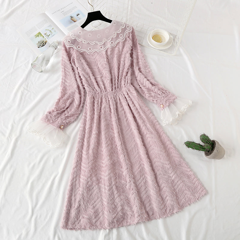 Chiffon tassel lace doll collar bottomed skirt  4470