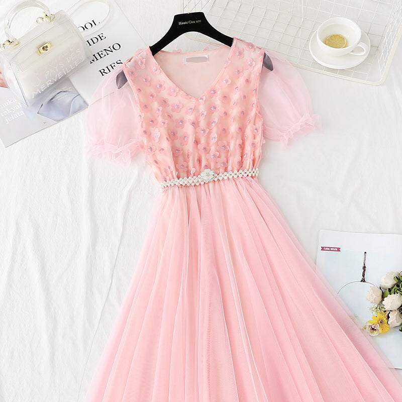 Long lace mesh skirt with slim waist  4895