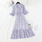 New sweet college broken Flower Chiffon French retro dress  4518