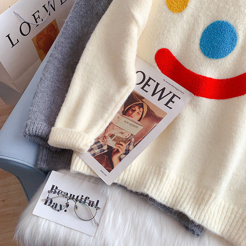 Smiling face sweater loose outer Pullover loose outer Pullover  4948