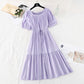 Cotton linen dress shows thin French retro skirt  4145