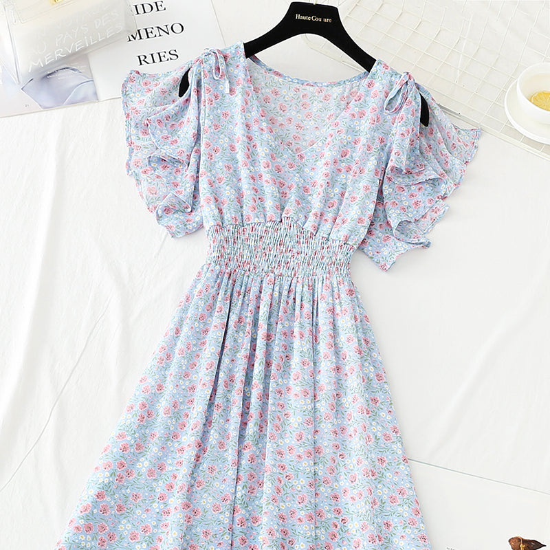 Slim lace up A-line skirt women's dress super sweet  4886