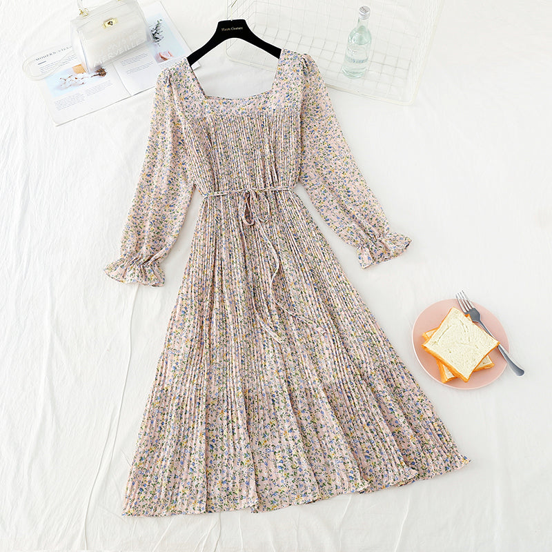 Japanese soft wind floral long sleeved dress  4708