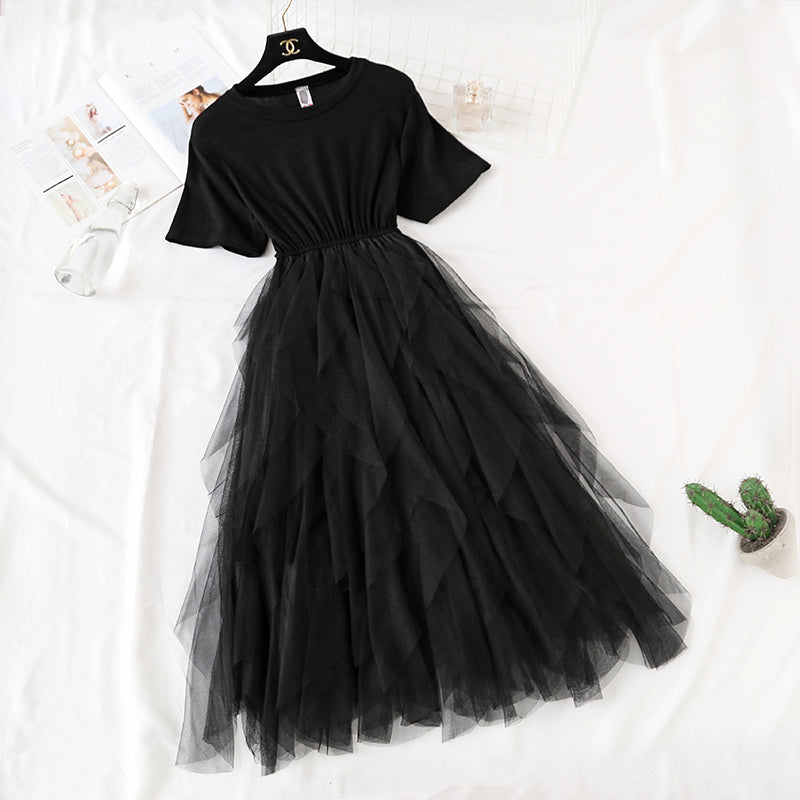 Cake mesh T-shirt skirt  4369