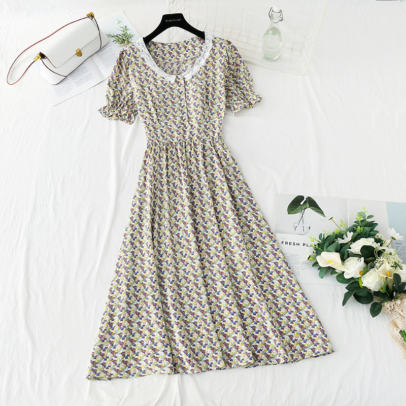 New medium length chiffon skirt with short sleeves is thin and gentle  4864