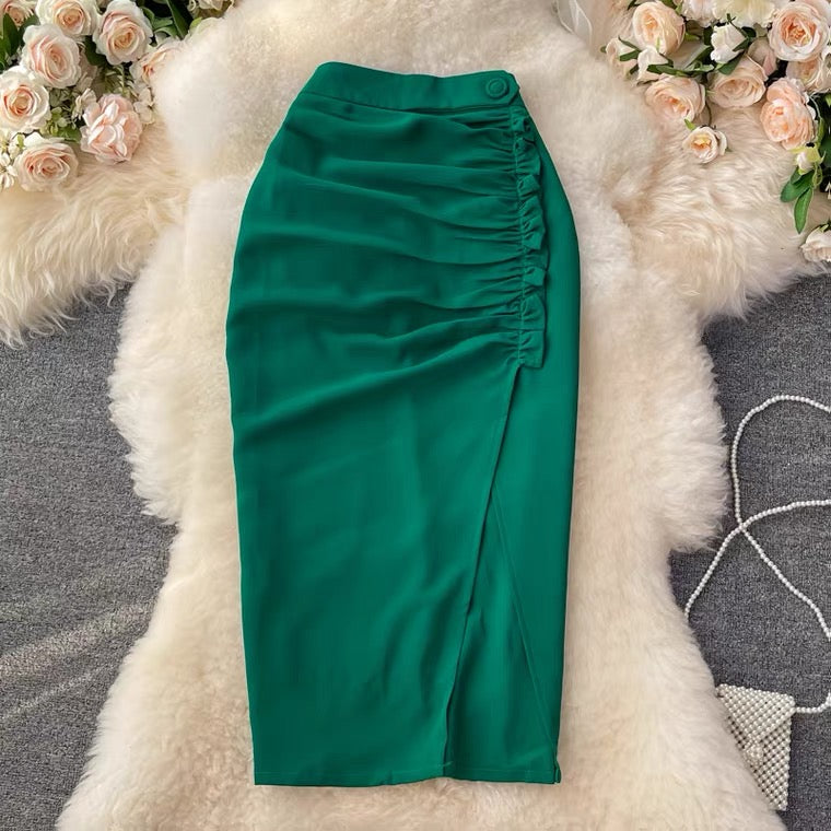 Jupe moulante, classe, slim, polyvalente, plissée, taille haute Jupe moulante trapèze 3532