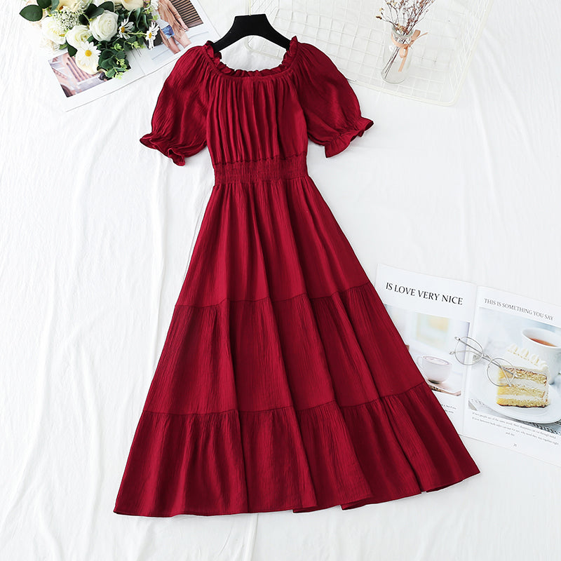 New tea break waist Cotton Linen Skirt long A-line skirt  4251