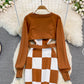 Pure suspender dress half Knitted Blouse two-piece set  3759