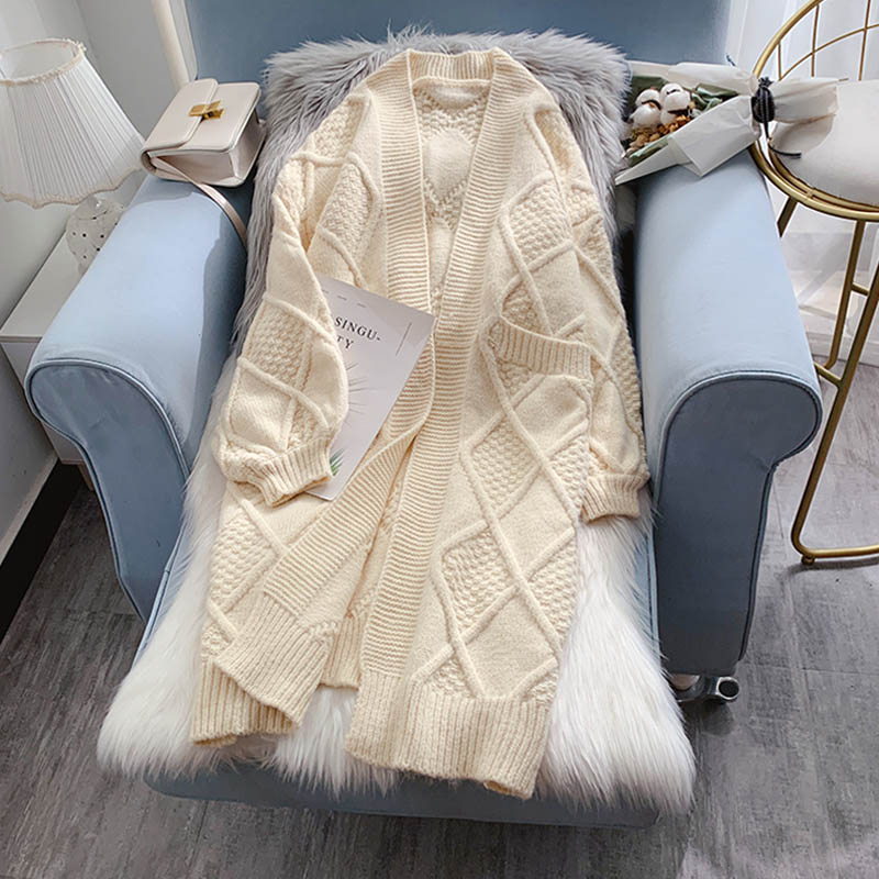 Sweater cardigan female loose lazy wind thickened thick thread twist  4933