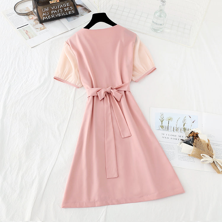 Chiffon waistband shows thin temperament. Small double breasted suit skirt  4649