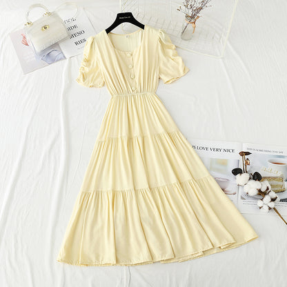 Jupe féerique à col carré et manches bouffantes au tempérament fin 4241