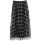 New gauze skirt, plaid print high waist skirt, long pleated skirt  3703