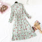 New French style long sleeve Floral Chiffon Skirt  4444