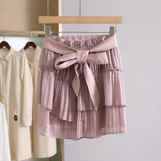 Jupe plissée, douce et polyvalente, à bretelles 3623