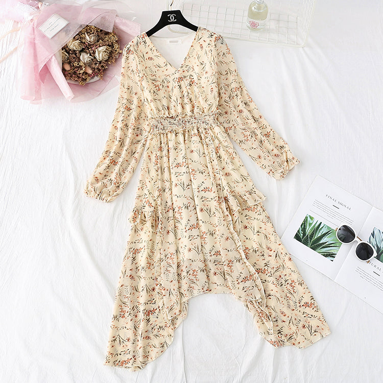 Irregular ruffled floral bottomed skirt  3994