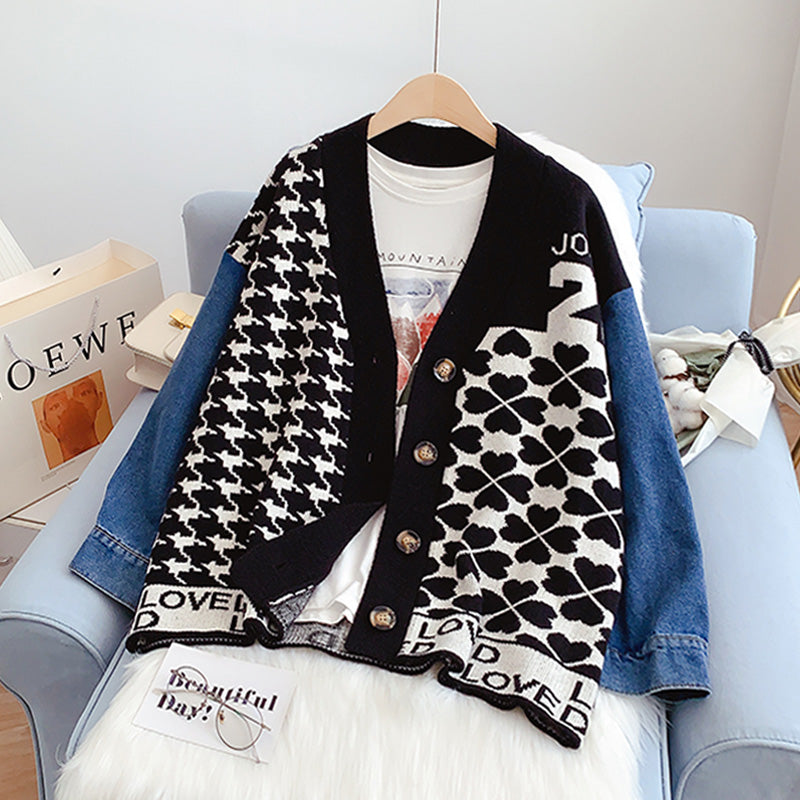 Jeans-Spleißmantel im Vintage-Port-Stil mit Ärmeln 5121