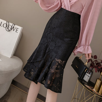 Spring and summer new style, long flounces, slim lace bodycon skirt  3670